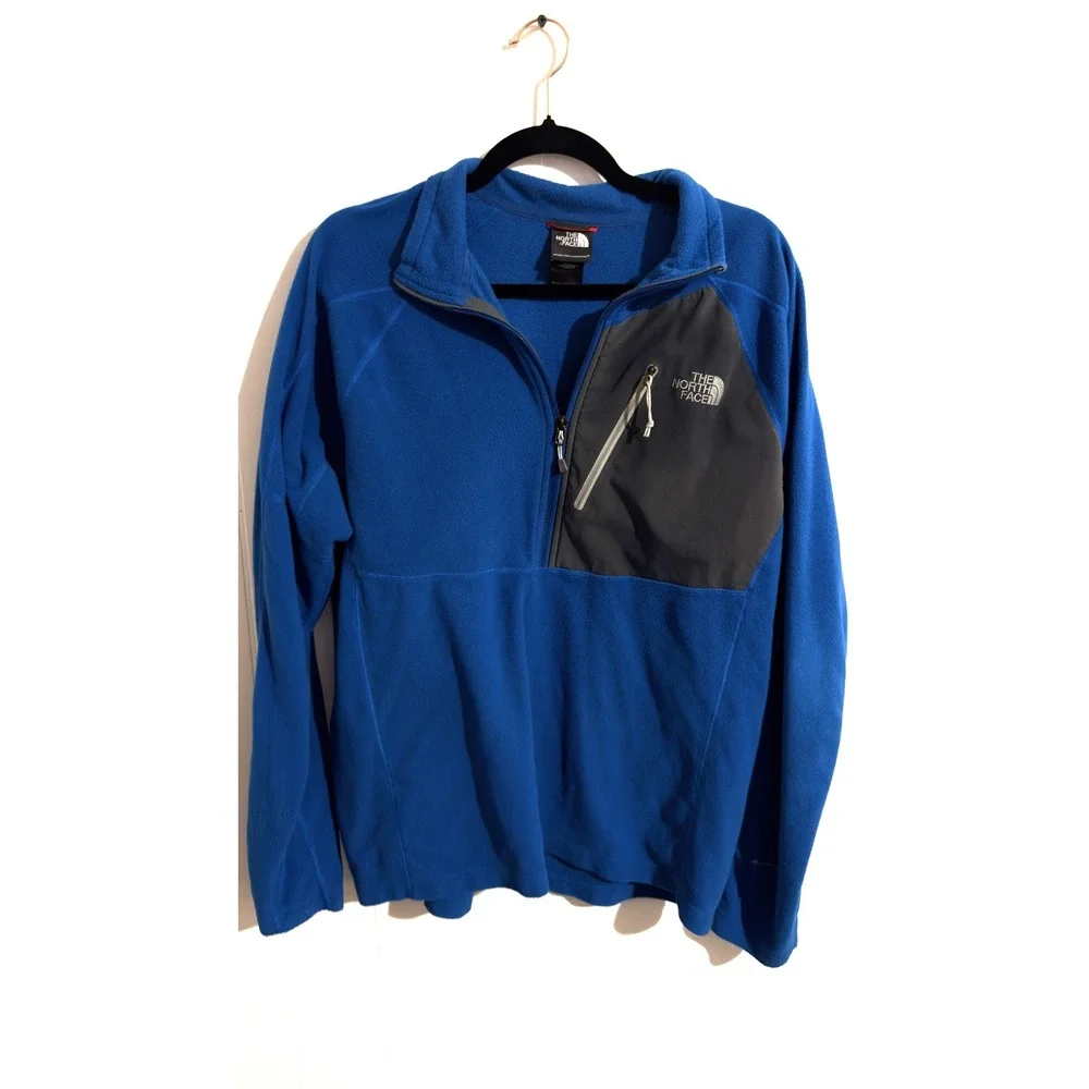 The‎ North Face Mens Fleece 1/2 Zip Pullover Jacket Blue Gray Logo Size L